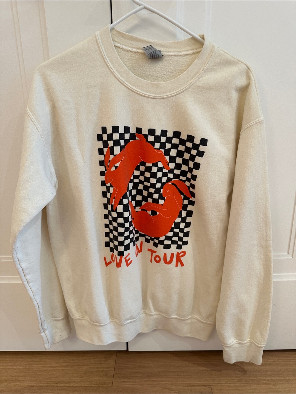 Harry Styles Love Tour Cream Crewneck Sweatshirt with Red Graphic